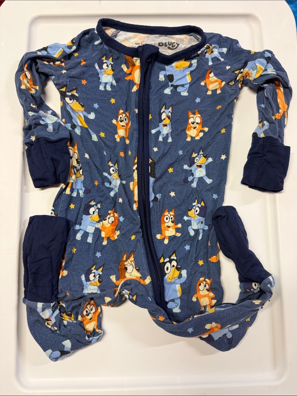 Little Sleepies Navy Blue Cartoon Dog Footed Pajamas